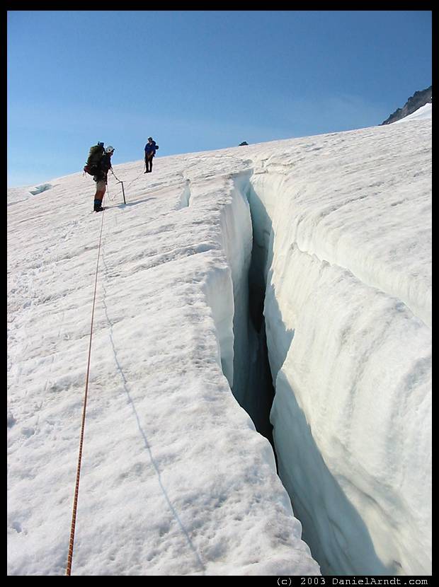 Eldorado Peak climb: navigating crevasses on Eldorado Glacier Eldorado Peak climb: navigating crevasses on Eldorado Glacier