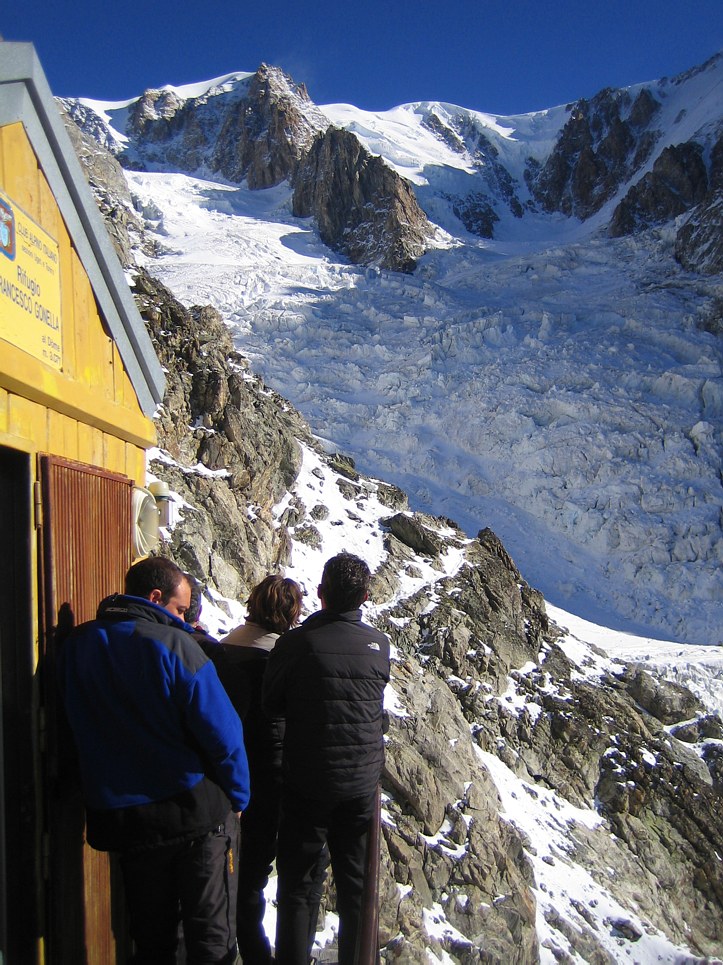Mont Blanc: Refuge Gonella; looking at the Glacier du Dome Mont Blanc: Refuge Gonella; looking at the Glacier du Dome
