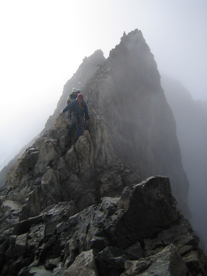 Barre des Ecrins: clouds moving over the summit ridge Barre des Ecrins: clouds moving over the summit ridge