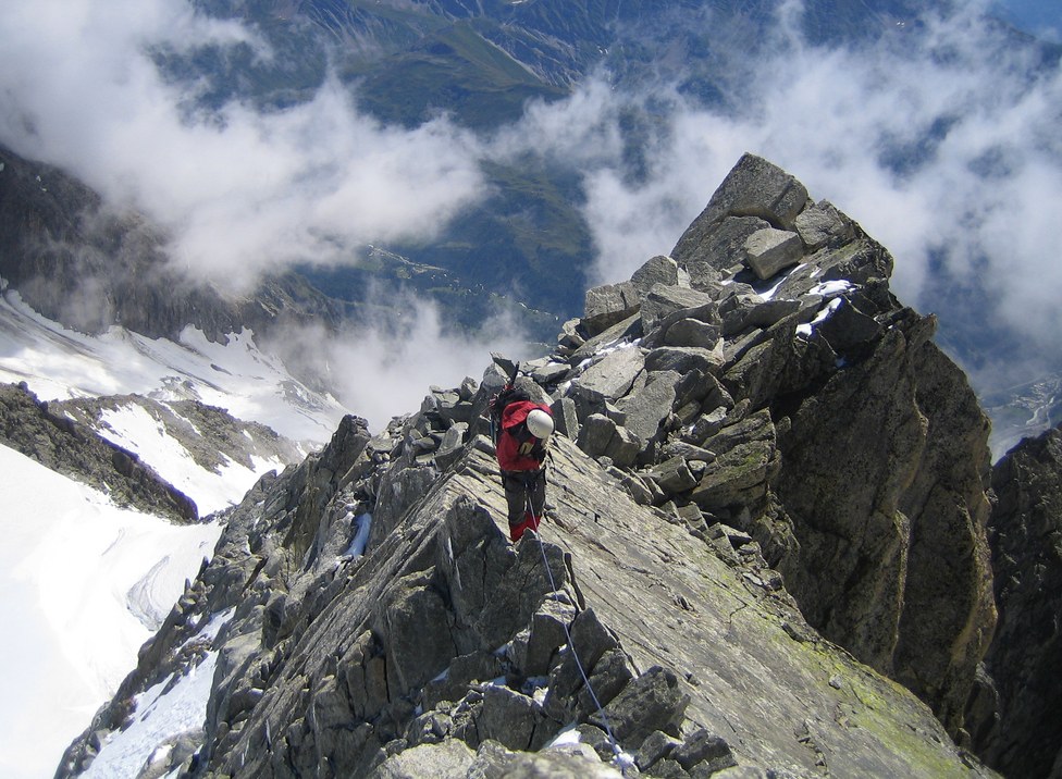 Tour Ronde: Claus-Dieter on the SE ridge of Tour Ronde
